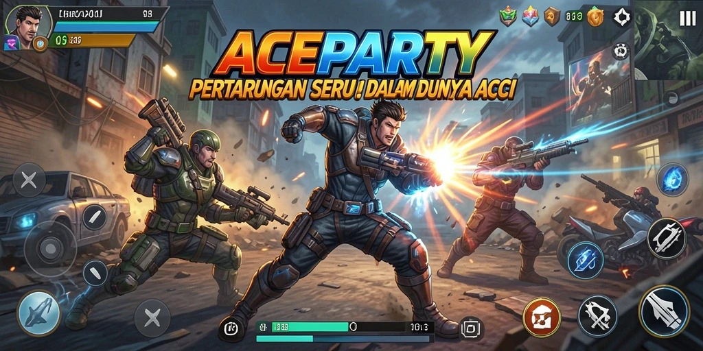 Gameplay seru ACEPARTY dengan aksi yang menegangkan.
