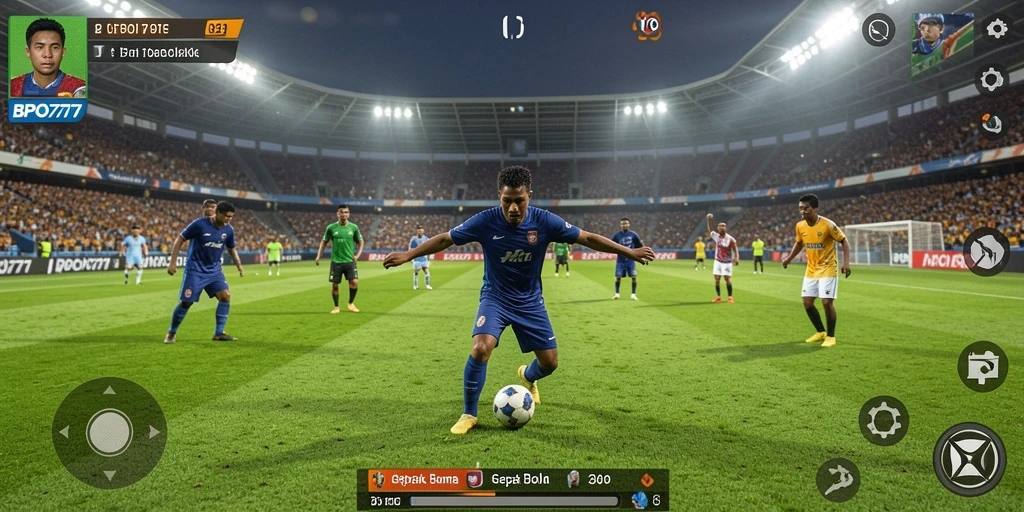 Tampilan gameplay BPO777 yang menegangkan saat pertandingan sepak bola.