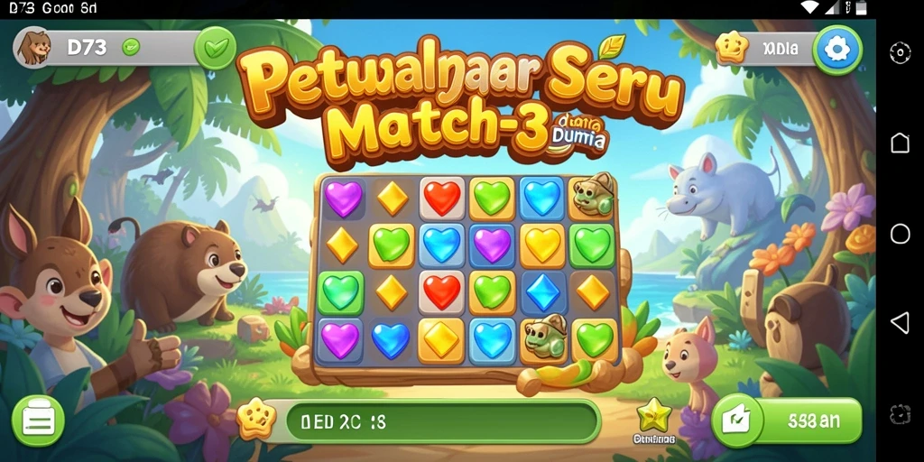 Tampilan gameplay D73 yang penuh warna dan menantang.