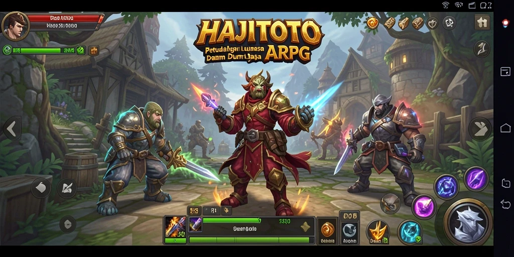 Tampilan gameplay epik dalam game ARPG HAJITOTO.