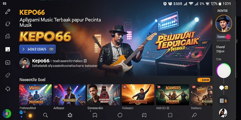 Screenshot gameplay KEPO66 yang menunjukkan berbagai fitur musik.