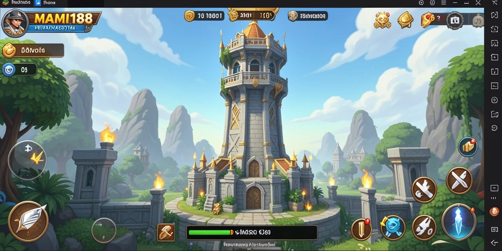 Tangkapan layar <strong>MAMI188</strong> menunjukkan aksi seru Tower Defense.