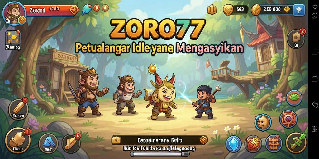 Screenshot gameplay ZORO77 menampilkan aksi Idle yang menarik.